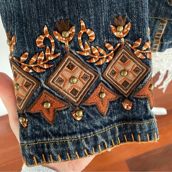 GORDON JAMES Vintage Studded & Embroidered Denim Jacket Blazer M - Picture 3 of 6